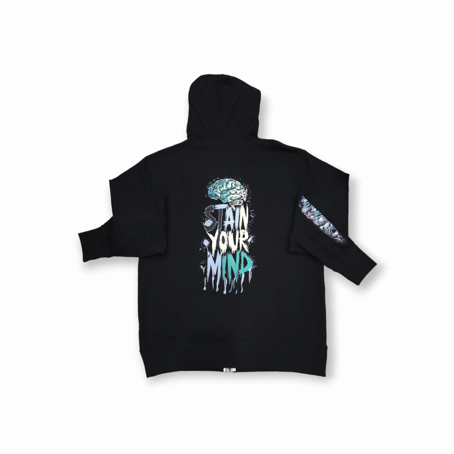 "Stain Your Mind" Black Unisex Zip Down Hoodie